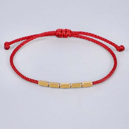 sengpan Buddhist Creative Irregular Copper Beads Red Black Rope Pulling Bracelet For Women Men Handmade Knots Thread Bracelets