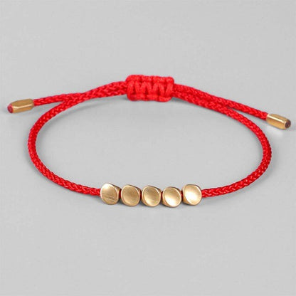 sengpan Buddhist Creative Irregular Copper Beads Red Black Rope Pulling Bracelet For Women Men Handmade Knots Thread Bracelets