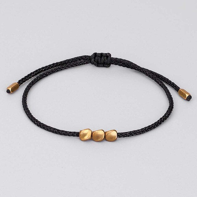 sengpan Buddhist Creative Irregular Copper Beads Red Black Rope Pulling Bracelet For Women Men Handmade Knots Thread Bracelets