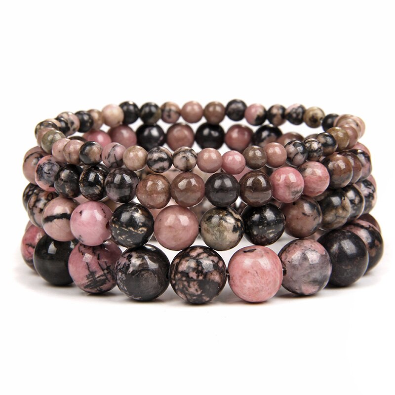 sengpan 4/6/8/10mm Rhodochrosite Bracelet Fashion Natural Stone Beads Bracelets for Women Men Energy Yoga Charm Bracelet Jewelry Gifts