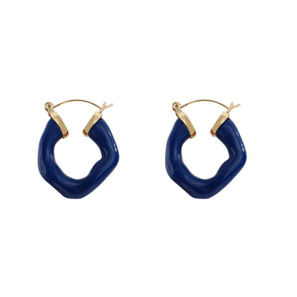 sengpan New Fashion Enamel Metal Hoop Earrings for Women Fashion Jewelry Korea Painting Round Geometric Earring High Quality