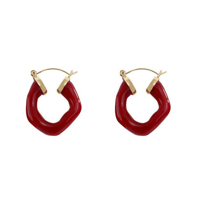 sengpan New Fashion Enamel Metal Hoop Earrings for Women Fashion Jewelry Korea Painting Round Geometric Earring High Quality