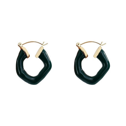 sengpan New Fashion Enamel Metal Hoop Earrings for Women Fashion Jewelry Korea Painting Round Geometric Earring High Quality