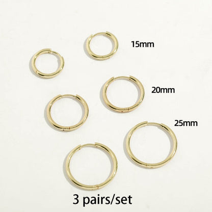 sengpan Gold Silver Color Stainless Steel Hoop Earrings for Women Small Simple Round Circle Huggies Ear Rings Steampunk Accessories