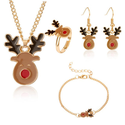 sengpan Christmas wishlist 5PCS/Set Christmas Women Alloy Jewelry Set Santa Elk Bell Earrings Necklace Bracelet Decor Xmas Accessories Gift for Girl Women