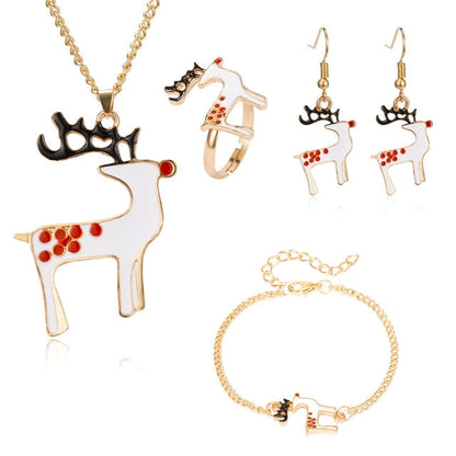 sengpan Christmas wishlist 5PCS/Set Christmas Women Alloy Jewelry Set Santa Elk Bell Earrings Necklace Bracelet Decor Xmas Accessories Gift for Girl Women