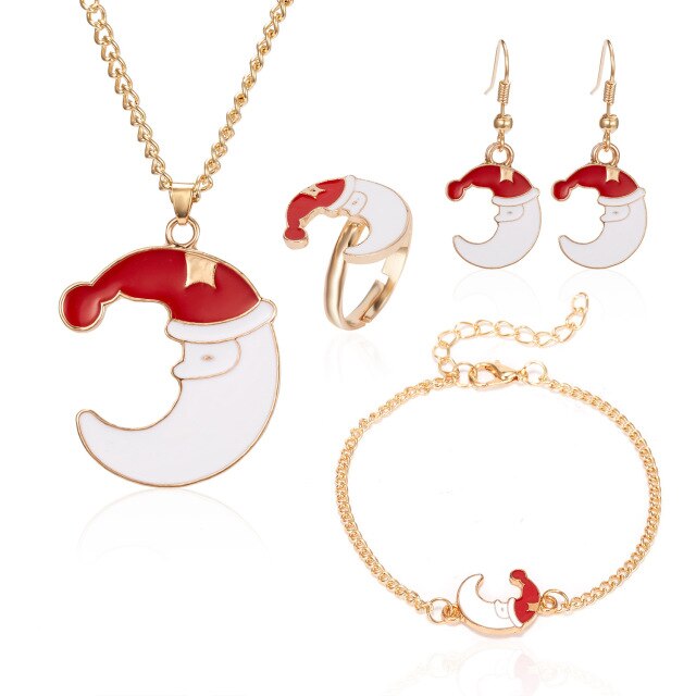 sengpan Christmas wishlist 5PCS/Set Christmas Women Alloy Jewelry Set Santa Elk Bell Earrings Necklace Bracelet Decor Xmas Accessories Gift for Girl Women