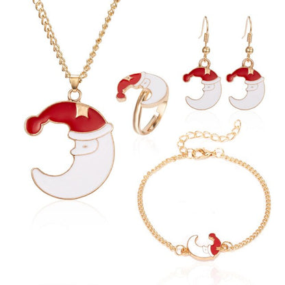 sengpan Christmas wishlist 5PCS/Set Christmas Women Alloy Jewelry Set Santa Elk Bell Earrings Necklace Bracelet Decor Xmas Accessories Gift for Girl Women