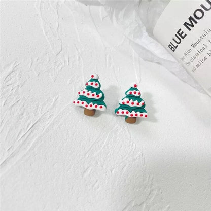 sengpan Christmas gifts ideas Christmas Collection Polymer Clay Stud Earrings for Women Girl, Holiday Celebration Jewellery Soft Clay Christmas Tree Earrings