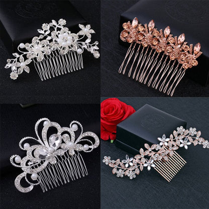 sengpan Christmas gifts for her Gold Color Wedding Hair Combs For Women Charm Pearls Crystal Bridal Hair Accessories Birthday Party Headwear Brides Tiara