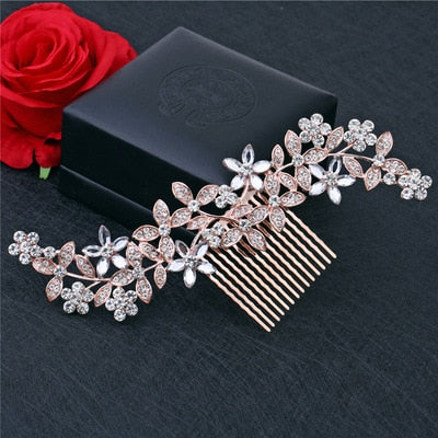 sengpan Christmas gifts for her Gold Color Wedding Hair Combs For Women Charm Pearls Crystal Bridal Hair Accessories Birthday Party Headwear Brides Tiara