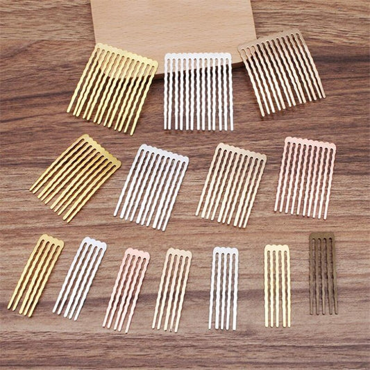 sengpan Christmas gifts ideas 10pcs 5teeth Comb Hair Jewelry Charm Women Gold/Silver plated Hair Comb Hairs Findings Barrettes Retro Headwear Wholesale