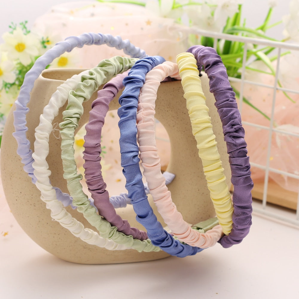 sengpan Christmas gifts ideas Fashion Women Ribbon Hairband Headband Girls Curly Pure Color Narrow Hairband Headwear Hair Accessories Jewelry