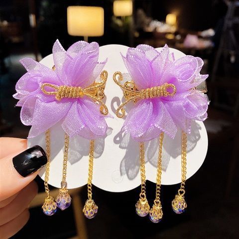 sengpan A pair of 2 children's ancient costume pearl embellishment headdress hairpin girl ancient style tassel ribbon pair clip