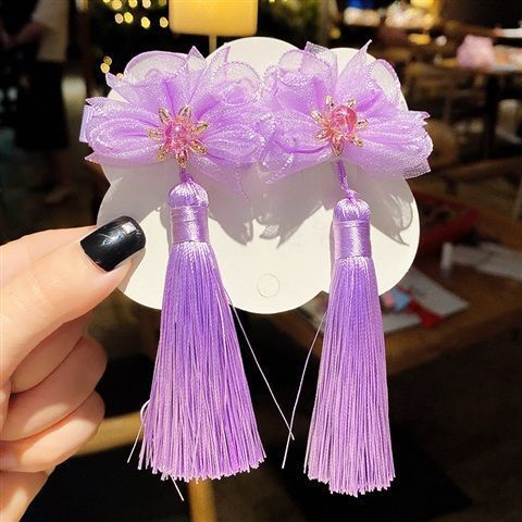 sengpan A pair of 2 children's ancient costume pearl embellishment headdress hairpin girl ancient style tassel ribbon pair clip