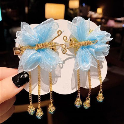 sengpan A pair of 2 children's ancient costume pearl embellishment headdress hairpin girl ancient style tassel ribbon pair clip