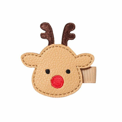 sengpan Christmas gifts ideas Christmas Sweetheart Party Hair Accessories Leather Bow Hair Clip Santa Claus Elk Hat Hairpin Children's Hair Accessories