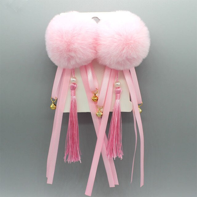 sengpan womens Christmas costume ideas Children's antiquity red and white hair ball hair accessories New Year headdress hairpin female Bao Hanfu tassel hairpin