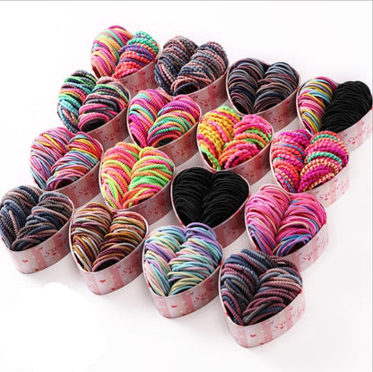 sengpan gifts for girls 50PCS/Box Mix 3CM Children's rubber band does not hurt hair girl hair ring female black baby Hairbead Hair tie girl  Korean cute