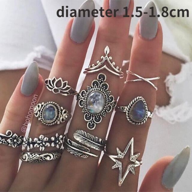 sengpan father's day gifts  15Pcs/Set Aesthatic Vintage Ring Set Man Personality Punk Set Of Ring Set Gothic Mens Rings For Women Grunge Jewelry Wholesale