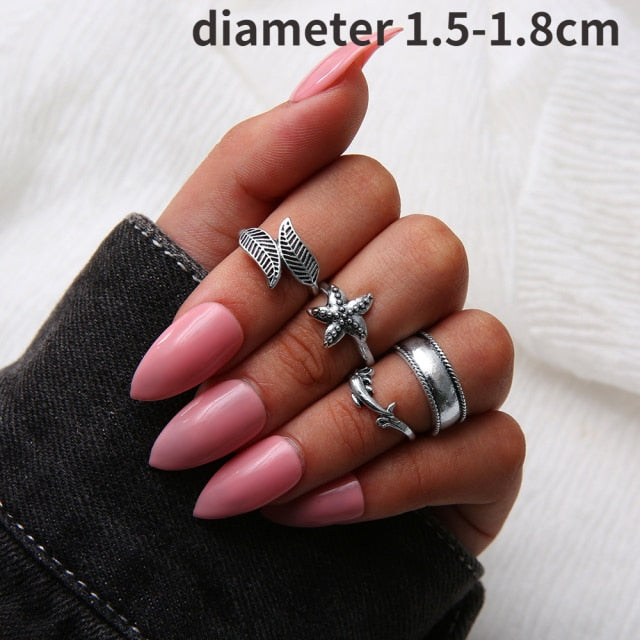 sengpan father's day gifts  15Pcs/Set Aesthatic Vintage Ring Set Man Personality Punk Set Of Ring Set Gothic Mens Rings For Women Grunge Jewelry Wholesale