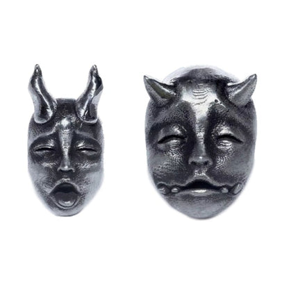 sengpan  gifts for men Gothic Horned Demon Baby Face Stud Earrings Vintage Devil Prajna Skull Earrings Unisex Biker Punk Evil Studs Jewelry