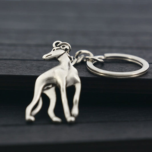 sengpan Christmas wishlist Vintage Silver Color Cartoon Italian Greyhound  & Whippet Keychain Metal Dog Key Chain Keyring Bag Charm Women Pet Jewellery