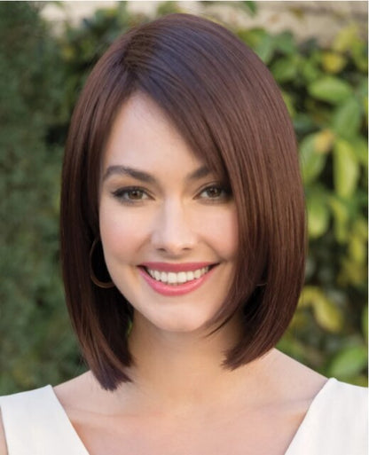 sengpan  Christmas Women's Fashion Bob Wigs Straight Short Brown Hair Heat Resistant Synthetic Wigs with Bangs Natural Full Wig Pelucas