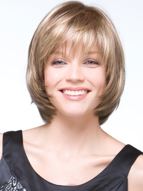 sengpan  Christmas Women's Fashion Bob Wigs Straight Short Brown Hair Heat Resistant Synthetic Wigs with Bangs Natural Full Wig Pelucas