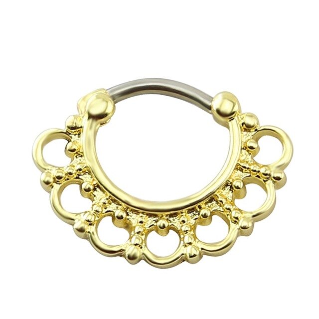 sengpan Indian Nose Piercing Septum Clicker Real Clip Rings Piercing Jewelry Septum Tribal Hoop Nose Ring Body Piercing Septo indiano