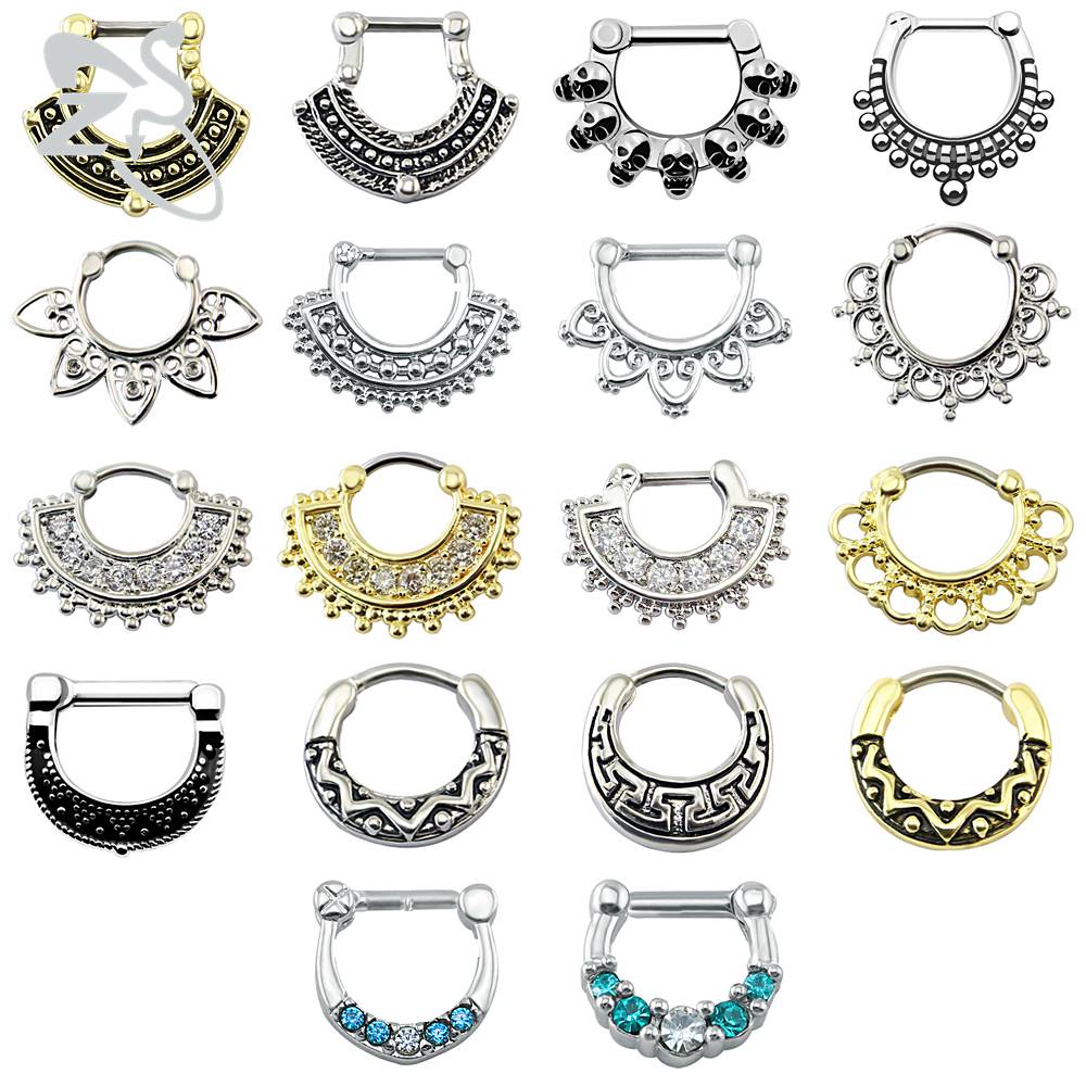 sengpan Indian Nose Piercing Septum Clicker Real Clip Rings Piercing Jewelry Septum Tribal Hoop Nose Ring Body Piercing Septo indiano