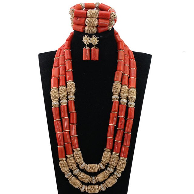 sengpan Christmas wishlist New Real Traditional Bridal Wedding Coral Celebrant White Beautiful African Nigerian Necklace Jewellery Set Free Shipping ABH480