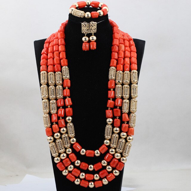 sengpan Christmas wishlist New Real Traditional Bridal Wedding Coral Celebrant White Beautiful African Nigerian Necklace Jewellery Set Free Shipping ABH480