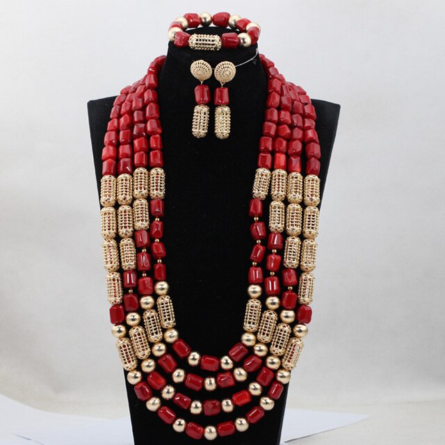 sengpan Christmas wishlist New Real Traditional Bridal Wedding Coral Celebrant White Beautiful African Nigerian Necklace Jewellery Set Free Shipping ABH480