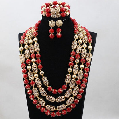 sengpan Christmas wishlist New Real Traditional Bridal Wedding Coral Celebrant White Beautiful African Nigerian Necklace Jewellery Set Free Shipping ABH480