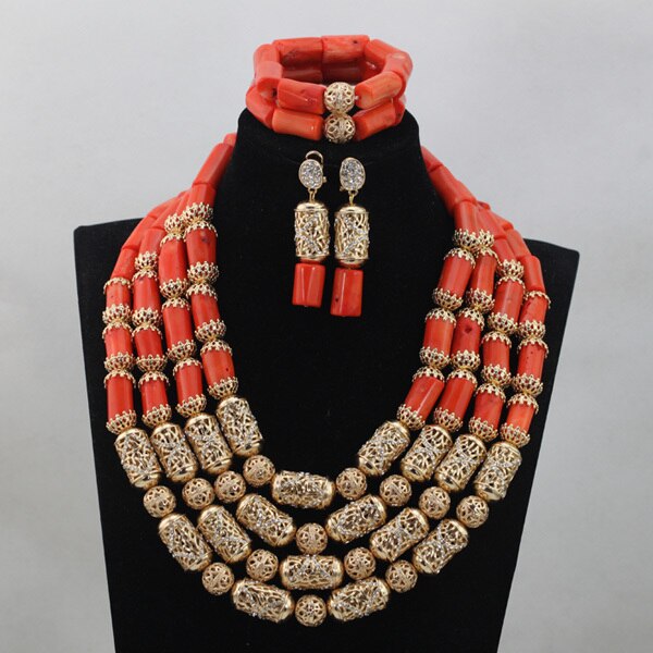 sengpan Christmas wishlist New Real Traditional Bridal Wedding Coral Celebrant White Beautiful African Nigerian Necklace Jewellery Set Free Shipping ABH480