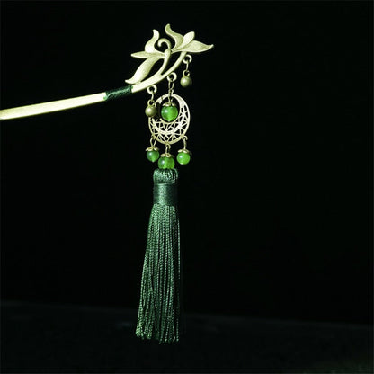 sengpan Christmas wishlist Hair Sticks For Women Vertical Clip New Arrival Retro Green Tassel Headwear Jewelry Accessories Wedding Decoration Tiara BF14