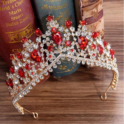 sengpan Christmas wishlist Newest Design European Red Crystal Crown Headwear Bridal Wedding Hair Accessories Jewelry Bride Tiaras Princess Crowns