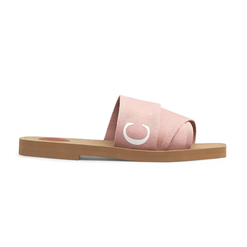 women designer sandals woody canvas slippers white black pink beige womens mules flat slides beach shoes