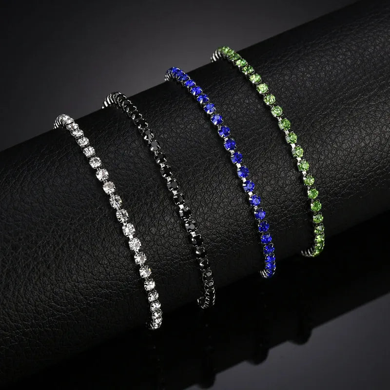 Silver Plated Bracelets Full Diamond Crystal Chain Fit pandora Rhinestone Bangle Bracelet Women Female Gift BR002