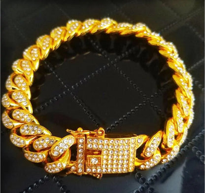 Mens Luxury Iced Out Diamond Fashion Chain Bracelets Bangles 18K Gold Silver Cuban Link Miami Bracelet Hip Hop Jewelry