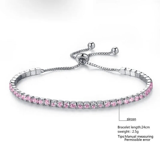 Silver Plated Bracelets Full Diamond Crystal Chain Fit pandora Rhinestone Bangle Bracelet Women Female Gift BR002