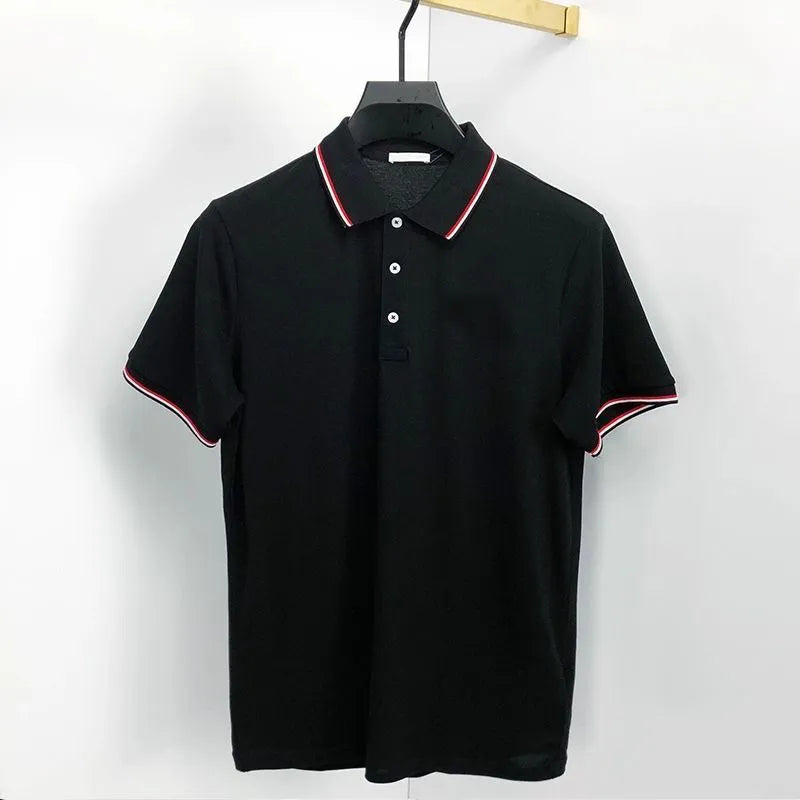 Men's polos classic letter embroidery striped pattern fashion tops men's polo shirts custom casual short sleeves M-3XL