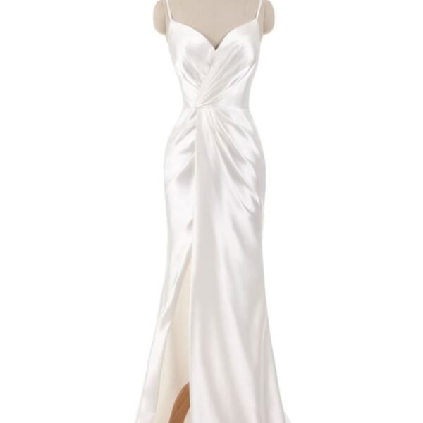Beach Wedding Dresses Mermaid Sleeveless Evening Dresses V Neck Straps Split Ivory Bridal Gown With Court Train