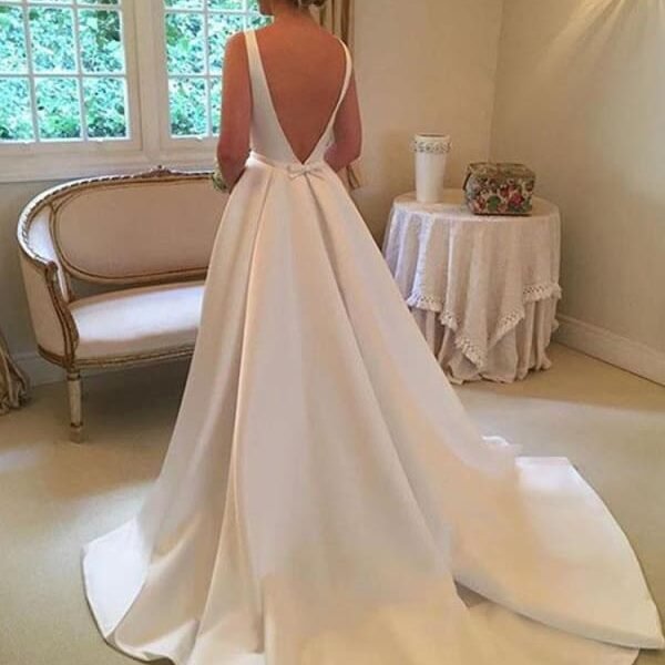 Cheap Bateau Sleeveless A Line Wedding Dress