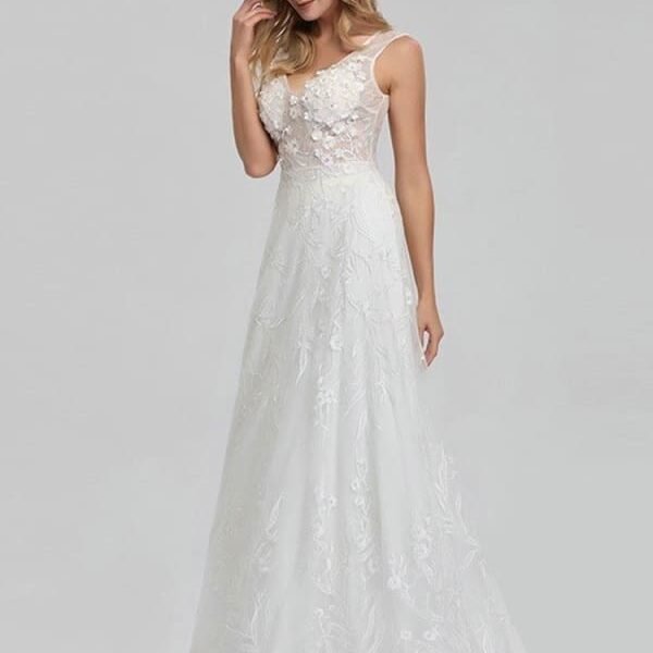 Elegant V-Neck Lace Wedding Dresses