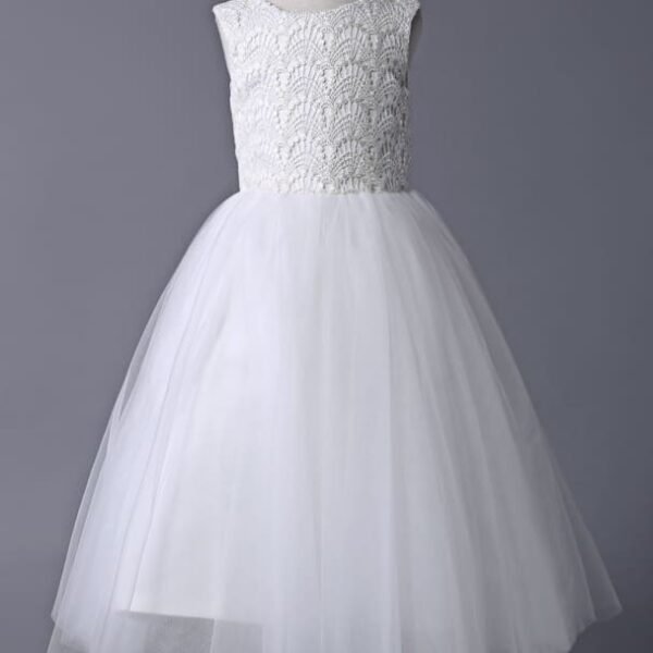 Ivory Lace Tulle Tutu Flower Girl Dress  Sleeveless Short Kids Dinner Party Dress First Communion Dresses