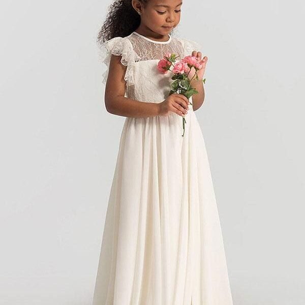 Jewel Neck Pleated Sleeveless Flower Girl Dresses Formal Kids Pageant Dresses