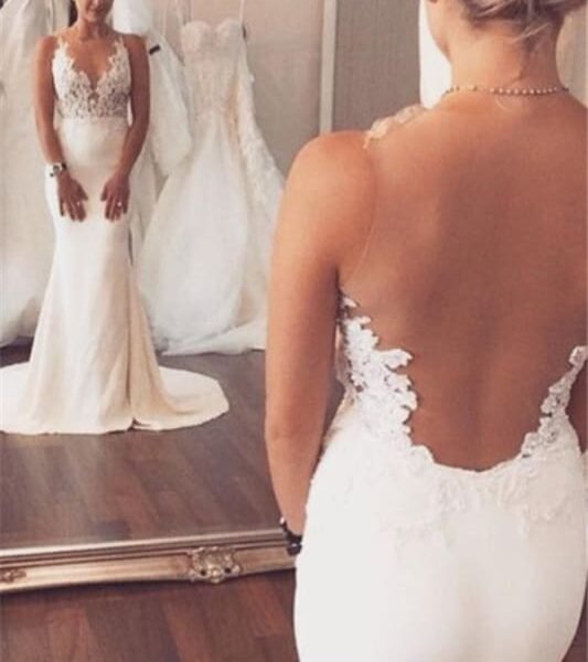 Mermaid Wedding Dress Sleeveless Lace summer Beach Wedding Gowns