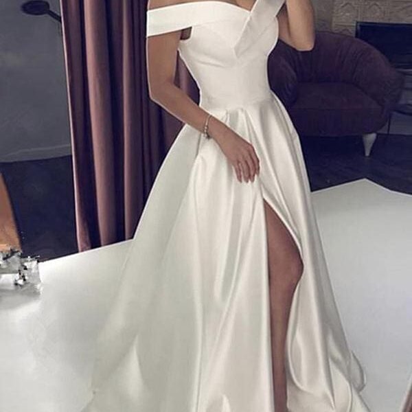Off-the-Shoulder Backless A-Line Wedding Dresses